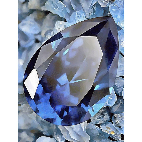 Blue Precious Stone Black Modern Wood Framed Art Print by Medeiros, Celito