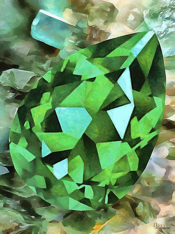 Green Precious Stone Black Ornate Wood Framed Art Print with Double Matting by Medeiros, Celito