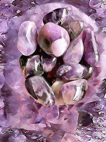 Pink Precious Stone Black Ornate Wood Framed Art Print with Double Matting by Medeiros, Celito