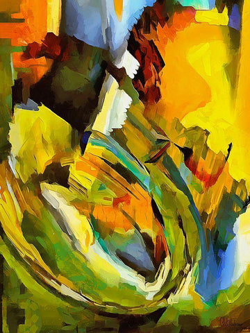 Kandinsky Inspiration II White Modern Wood Framed Art Print with Double Matting by Medeiros, Celito