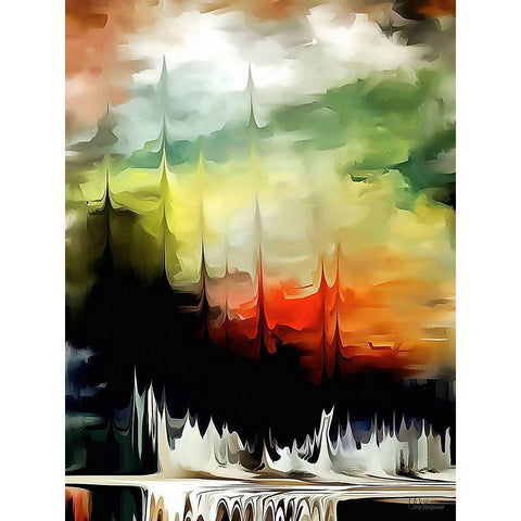 Kandinsky Inspiration III Black Modern Wood Framed Art Print with Double Matting by Medeiros, Celito