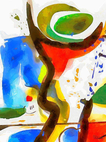 Kandinsky Inspiration VI White Modern Wood Framed Art Print with Double Matting by Medeiros, Celito