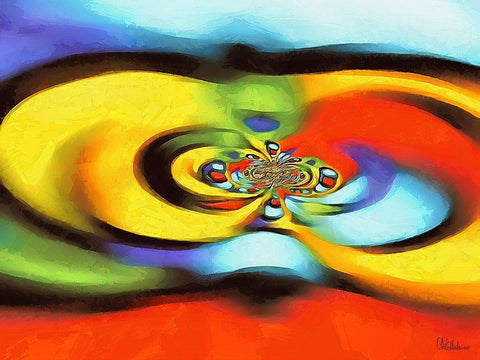 Kandinsky Inspiration VII White Modern Wood Framed Art Print with Double Matting by Medeiros, Celito