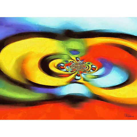 Kandinsky Inspiration VII Black Modern Wood Framed Art Print with Double Matting by Medeiros, Celito