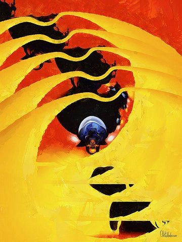 Kandinsky Inspiration X Black Ornate Wood Framed Art Print with Double Matting by Medeiros, Celito