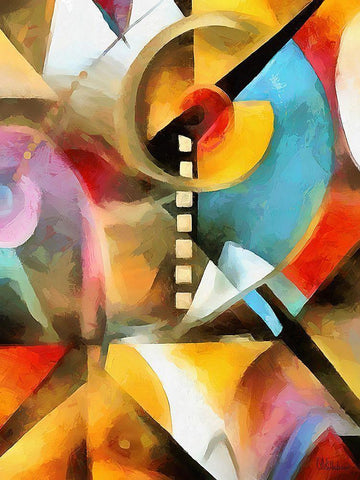 Kandinsky Inspiration XI White Modern Wood Framed Art Print with Double Matting by Medeiros, Celito