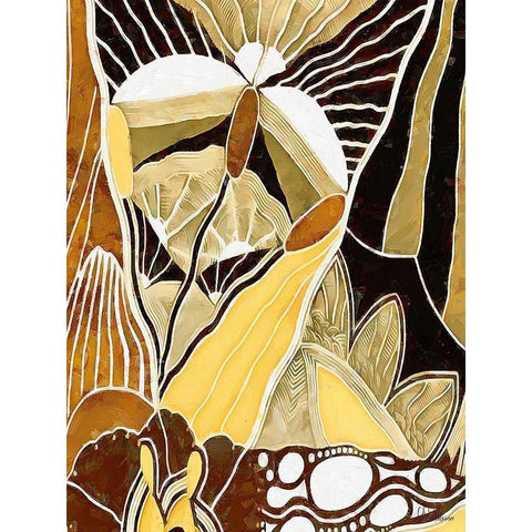 Yellow-Brown Flowers Black Modern Wood Framed Art Print by Medeiros, Celito