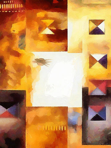 Kandinsky Inspiration XIV White Modern Wood Framed Art Print with Double Matting by Medeiros, Celito