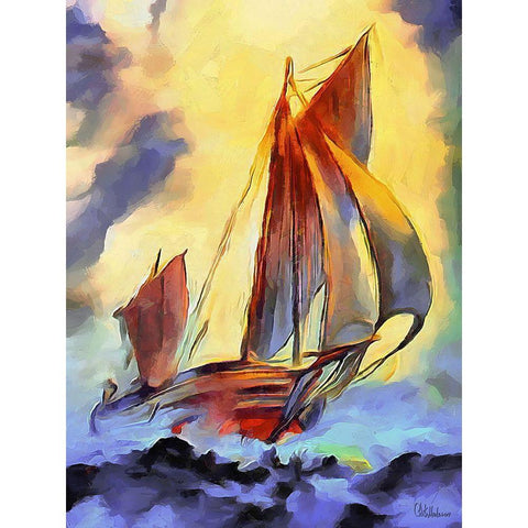 Sail on the Sea Black Modern Wood Framed Art Print by Medeiros, Celito