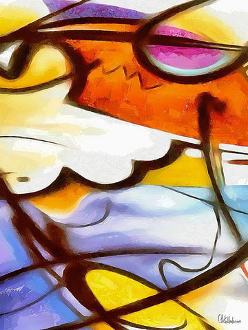 Kandinsky Inspiration XVIII Black Ornate Wood Framed Art Print with Double Matting by Medeiros, Celito