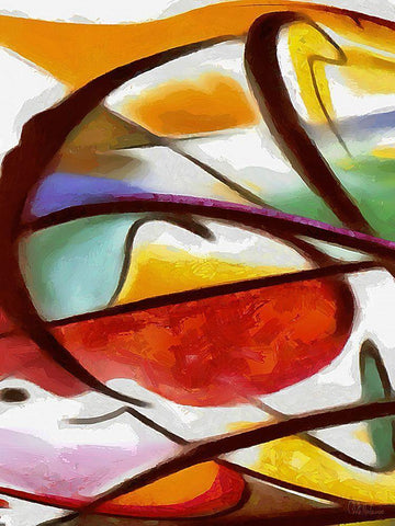 Kandinsky Inspiration XIX White Modern Wood Framed Art Print with Double Matting by Medeiros, Celito