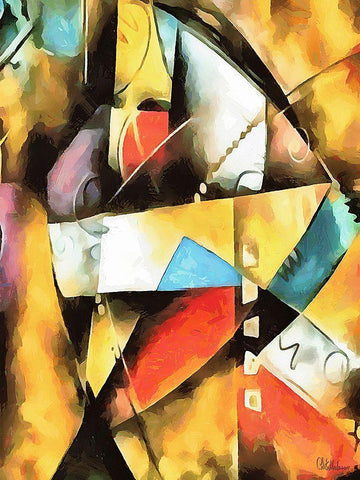Kandinsky Inspiration XX White Modern Wood Framed Art Print with Double Matting by Medeiros, Celito