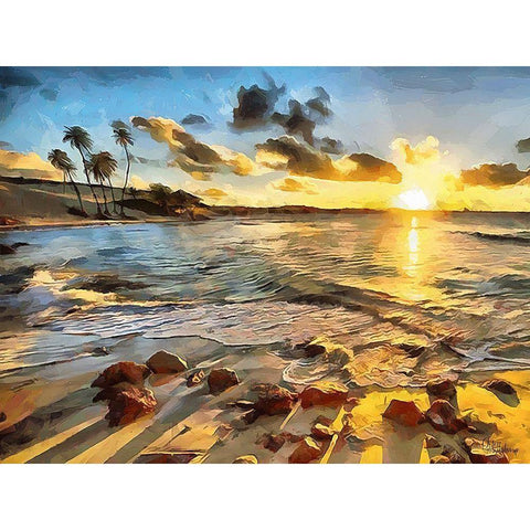 Sunset in Paradise II White Modern Wood Framed Art Print by Medeiros, Celito