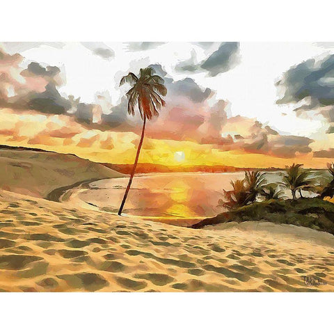 Sunset in Paradise III White Modern Wood Framed Art Print by Medeiros, Celito