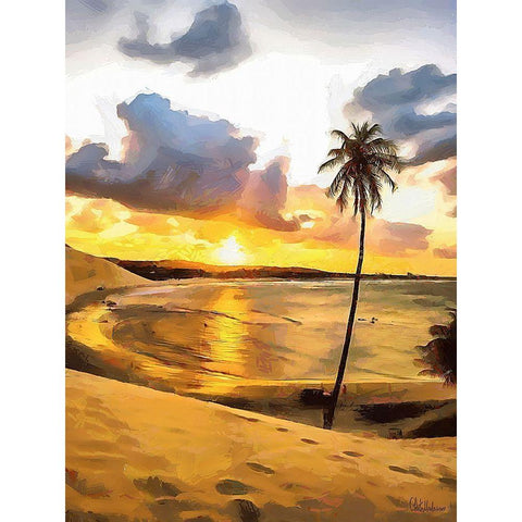 Sunset in Paradise IV Black Modern Wood Framed Art Print with Double Matting by Medeiros, Celito