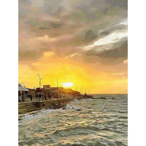 Sunset in Paradise V White Modern Wood Framed Art Print by Medeiros, Celito