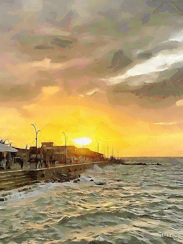 Sunset in Paradise V White Modern Wood Framed Art Print with Double Matting by Medeiros, Celito