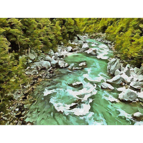 River in Forest I Black Modern Wood Framed Art Print by Medeiros, Celito