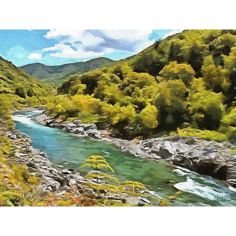 River in Forest II White Modern Wood Framed Art Print by Medeiros, Celito