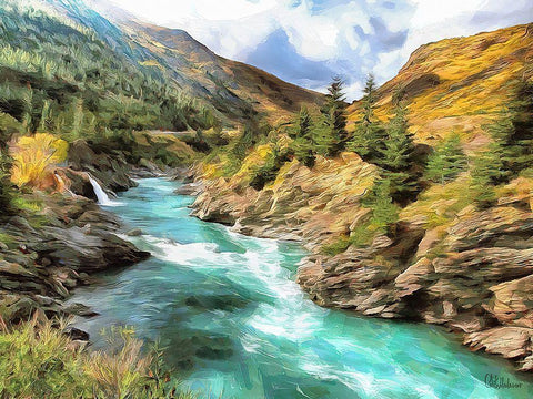 River in Forest III White Modern Wood Framed Art Print with Double Matting by Medeiros, Celito