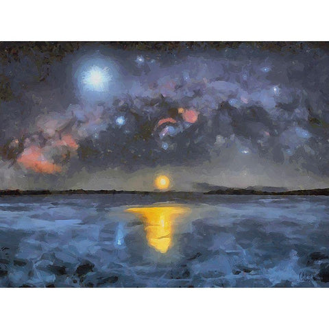 Milky Way XII Gold Ornate Wood Framed Art Print with Double Matting by Medeiros, Celito