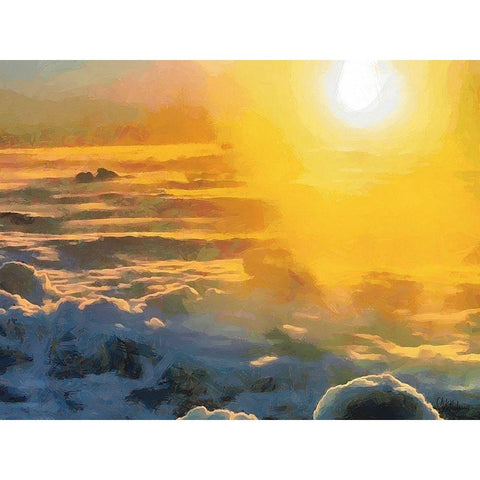 Sunrise Gold Ornate Wood Framed Art Print with Double Matting by Medeiros, Celito