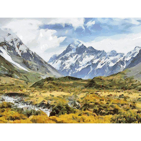 Mountains with snow Gold Ornate Wood Framed Art Print with Double Matting by Medeiros, Celito