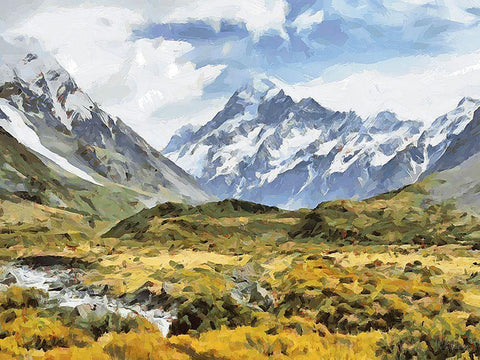 Mountains with snow Black Ornate Wood Framed Art Print with Double Matting by Medeiros, Celito