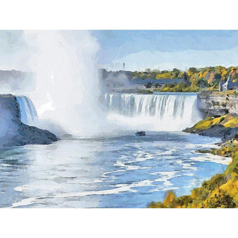 Niagara Falls I White Modern Wood Framed Art Print by Medeiros, Celito