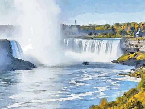 Niagara Falls I Black Ornate Wood Framed Art Print with Double Matting by Medeiros, Celito