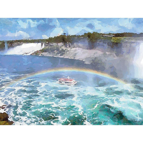 Niagara Falls II White Modern Wood Framed Art Print by Medeiros, Celito