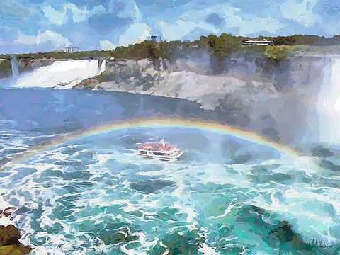 Niagara Falls II White Modern Wood Framed Art Print with Double Matting by Medeiros, Celito