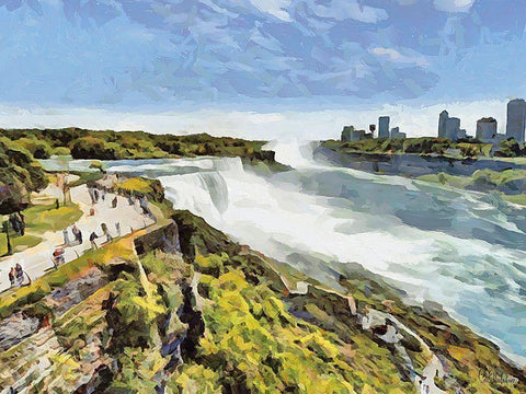 Niagara Falls III Black Ornate Wood Framed Art Print with Double Matting by Medeiros, Celito