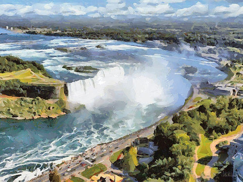 Niagara Falls IV White Modern Wood Framed Art Print with Double Matting by Medeiros, Celito