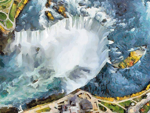 Niagara Falls V White Modern Wood Framed Art Print with Double Matting by Medeiros, Celito