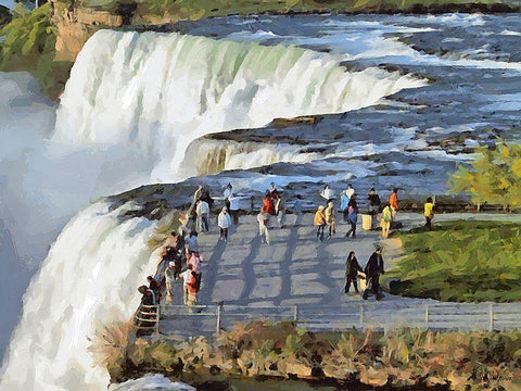 Niagara Falls VI White Modern Wood Framed Art Print with Double Matting by Medeiros, Celito
