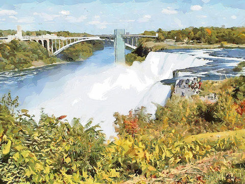 Niagara Falls VIII Black Ornate Wood Framed Art Print with Double Matting by Medeiros, Celito