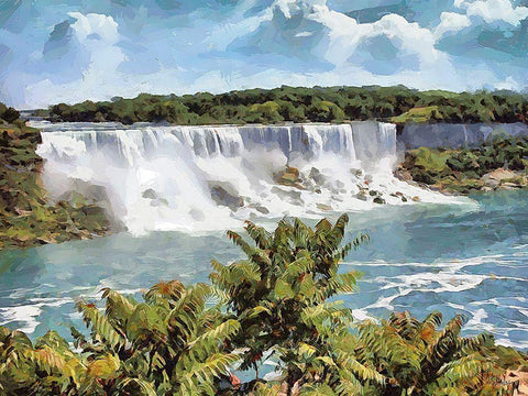 Niagara Falls X Black Ornate Wood Framed Art Print with Double Matting by Medeiros, Celito