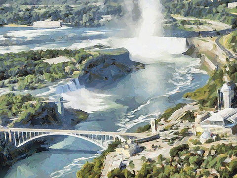 Niagara Falls XI White Modern Wood Framed Art Print with Double Matting by Medeiros, Celito