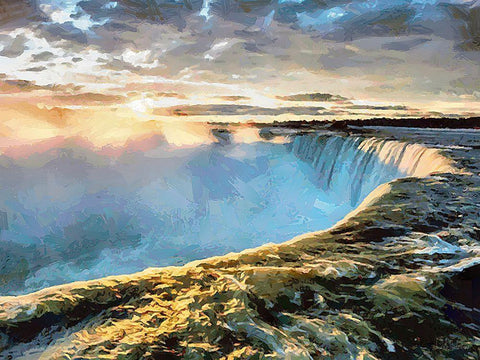 Niagara Falls XII White Modern Wood Framed Art Print with Double Matting by Medeiros, Celito