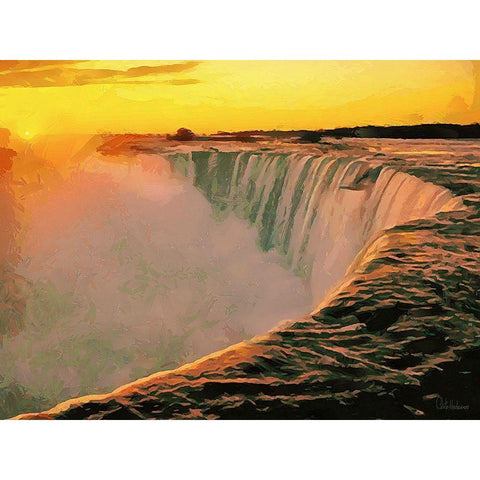Niagara Falls XIII Gold Ornate Wood Framed Art Print with Double Matting by Medeiros, Celito
