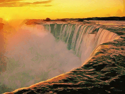 Niagara Falls XIII Black Ornate Wood Framed Art Print with Double Matting by Medeiros, Celito