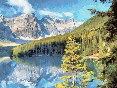 Lake Louise White Modern Wood Framed Art Print with Double Matting by Medeiros, Celito