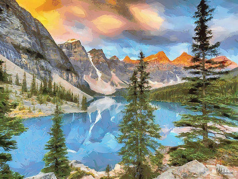 Moraine Lake  White Modern Wood Framed Art Print with Double Matting by Medeiros, Celito