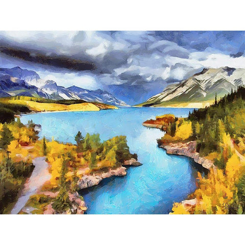 Lake in Canadian Rockies Gold Ornate Wood Framed Art Print with Double Matting by Medeiros, Celito