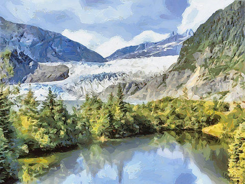 Glacier Black Ornate Wood Framed Art Print with Double Matting by Medeiros, Celito