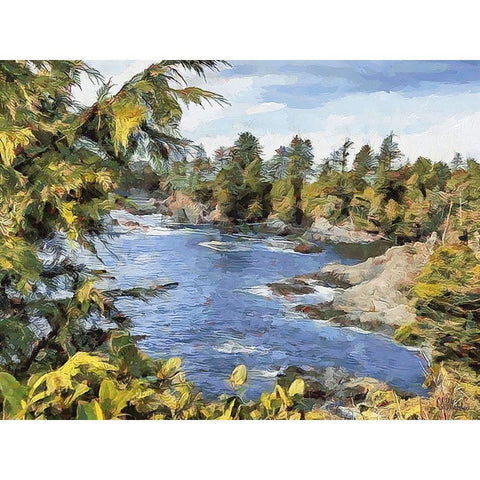 Windy River White Modern Wood Framed Art Print by Medeiros, Celito