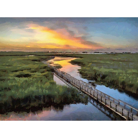 Romantic Sunset Black Modern Wood Framed Art Print by Medeiros, Celito