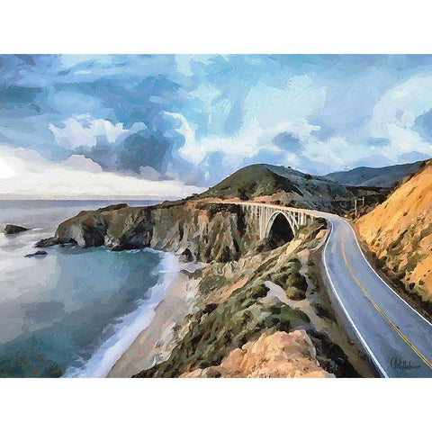 Bridge near Sea Black Modern Wood Framed Art Print by Medeiros, Celito