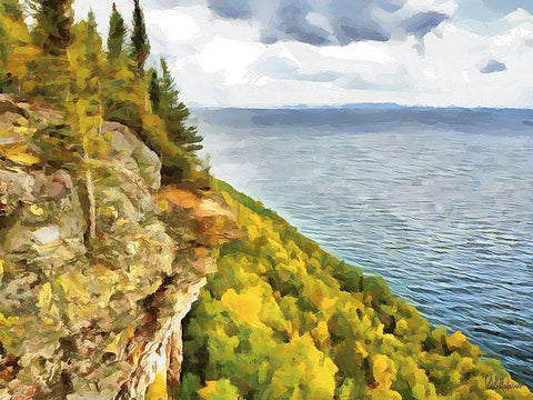 Big Lakes II White Modern Wood Framed Art Print with Double Matting by Medeiros, Celito